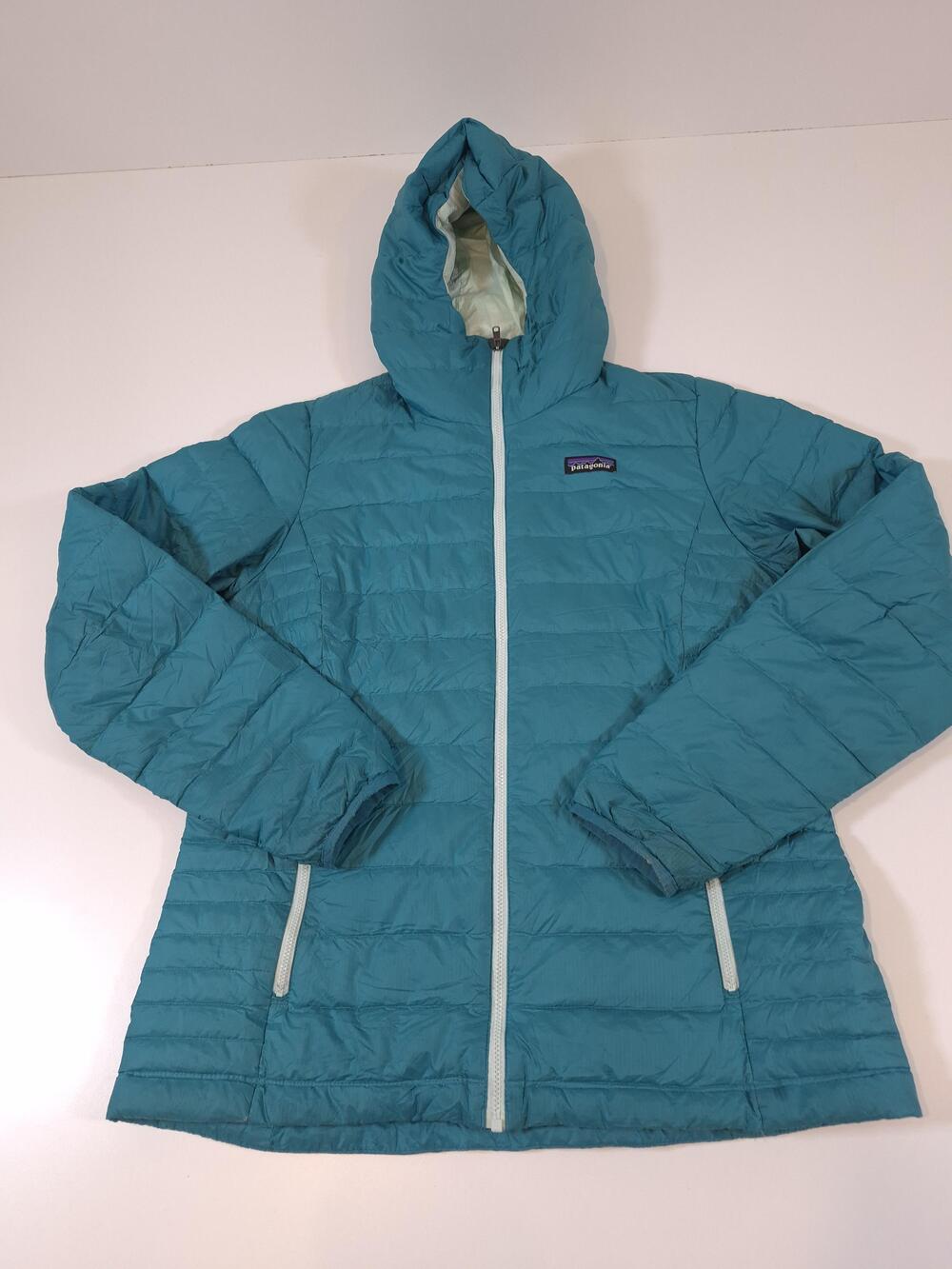 Patagonia Down Sweater Hoody Jacket Women's L Blue STY84711FA14 Puffer FLAW